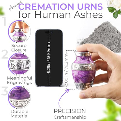 Marbled Metal Keepsake Urn for Human Ashes, Mini 6 Cu in, Purple - color: Purple, size: Small (Set of 1)