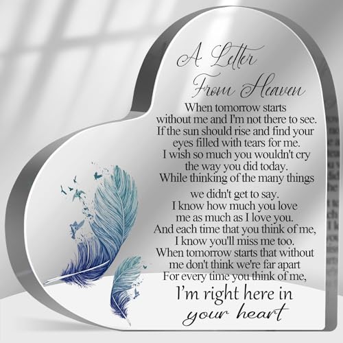 A Letter from Heaven Sign, Loss of Loved One Sympathy Gift, Memorial Gifts for Loss Keepsake, In Memory of Loved One Sign, Grief Bereavement Remembrance Plaque Decor for Family Members - color: A letter from heaven