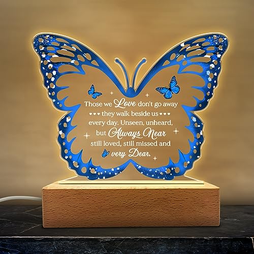 SANDJEST Memorial Butterfly Night Light - Sympathy Gifts for Loss of Loved One - Those We Love Don't Go Away Acrylic Night Lights Bereavement Gift Condolence Keepsake Lamp - color: Memorial 1