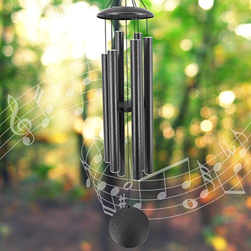 ASTARIN 45-Inch Wind Chimes Outdoor Deep Tone - size: 45" Black Grey