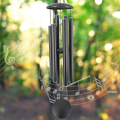 ASTARIN 45-Inch Wind Chimes Outdoor Deep Tone - size: 45" Black Grey