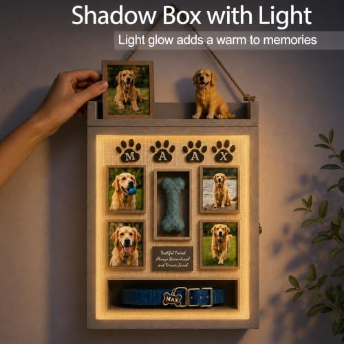 11x16 Dog Memorial Shadow Box Frame with Shelves, Grey - color: Standard Grey