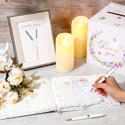Engrowtic 54 Pcs Funeral Guest Book for Memorial Service Celebration of Life Guest Book in Loving Memory with 50 Memory Cards, Box, 2 Pens for Funeral Condolence Memorial Farewell Party Favor(Bright)