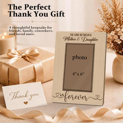 Mother Daughter Picture Frame 4x6, The Love Between a Mother and Daughter Is Forever Photo Frame, Rustic Farmhouse Wooden Picture Frames, Mother's Day Birthday Christmas Gift for Mom - color: color02