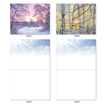 The Best Card Company - 20 Landscape Nature Note Cards Blank (4 x 5.12 Inch) (10 Designs, 2 Each) - Winter Sunrise AM6655OCB-B2x10 - style: Winter Sunrise
