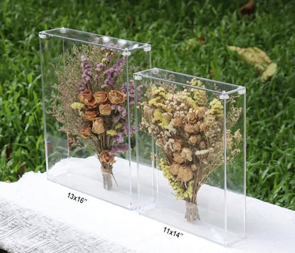 13x16 Acrylic Shadow Box, Assemble Display Case, DIY Tabletop/Wall Mount Display Frame, All Clear Memory Box for Dried Flowers/Kids Room/Birthday/Wedding/Party(13x16x3”, Assemble Frame) - size: 13x16", Assembly Frame