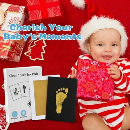 Baby Handprint and Footprint XL Size Kit,Baby Handprint Ink Pads,Gift - color: Gold