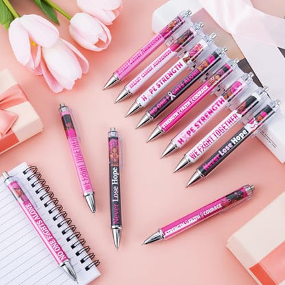 12 PCS Breast Cancer Awareness Ballpoint Pens - color: Breast Health