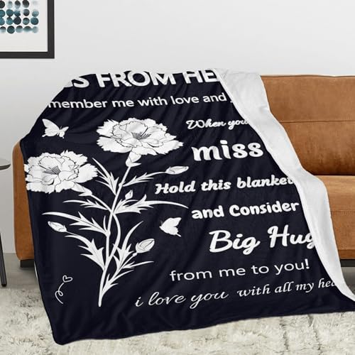 Memorial Blanket, Sympathy Blanket for Loss Loved One, Hug from Heaven Gifts, Best Bereavement Condolences Gifts, in Memory of Dad Mom Grandma Grandpa Wife, 60"x50" Black - color: Black