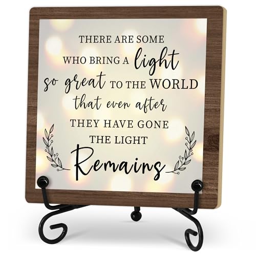 Sympathy Desk Decor Sign, Celebration Of Life Decorations, Desk Decor Signs For Home Bedroom, There Are Some Who Bring A Light Sign, Wooden Decoration With Stand -D02 - style: Brown WoodSign3
