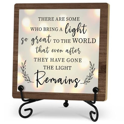 Sympathy Desk Decor Sign, Celebration Of Life Decorations, Desk Decor Signs For Home Bedroom, There Are Some Who Bring A Light Sign, Wooden Decoration With Stand -D02 - style: Brown WoodSign3