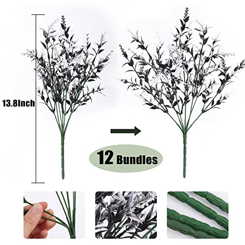 RECUTMS Artificial Plants Spring Black Greenery Fake Fall Outdoor Flowers - color: Black+white, size: 12 Bundles