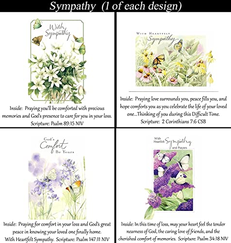 24 Cards ~ No Repeated Designs ~ Sympathy ~ Christian Religious Sentiments ~ Scripture in Every Card
