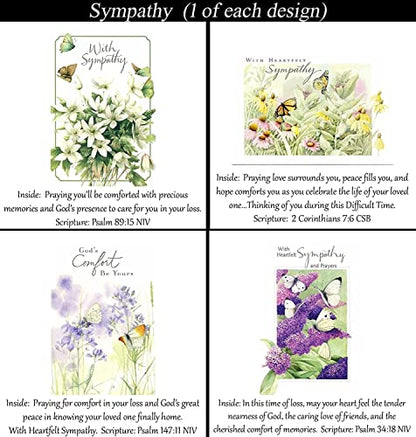 24 Cards ~ No Repeated Designs ~ Sympathy ~ Christian Religious Sentiments ~ Scripture in Every Card