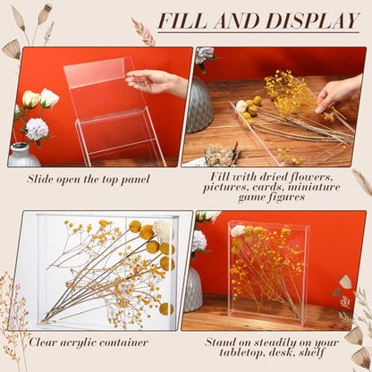 Barydat 2 Pcs 8'' x 10'' Acrylic Shadow Boxes Display Cases, Shadow Box DIY Frame Clear Acrylic Display Cases Wedding Memory Dried Flower Container Picture Photo Frame for Valentine Day Wedding - size: 8 x 10''
