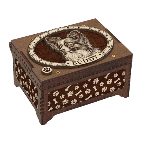 Papillon Dog Custom Memorial Music Box
