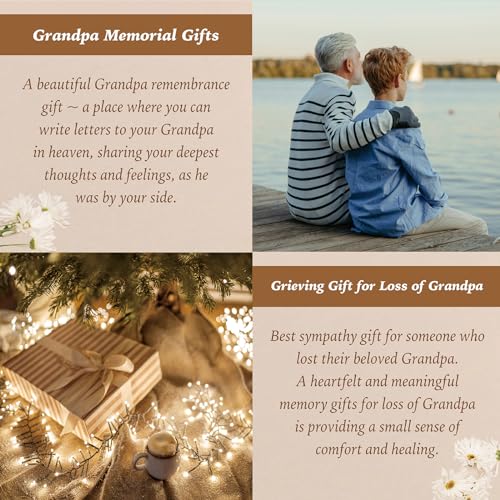 Grandpa Grieving Gift, Sympathy Condolence Remembrance Memorial Gifts | Letters To My Grandpa In Heaven Faux Leather Journal Window Cover 200 Pages A5 Lined for Family Friend Who Loss of Grandpa - style: Grandpa