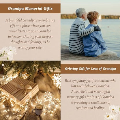 Grandpa Grieving Gift, Sympathy Condolence Remembrance Memorial Gifts | Letters To My Grandpa In Heaven Faux Leather Journal Window Cover 200 Pages A5 Lined for Family Friend Who Loss of Grandpa - style: Grandpa