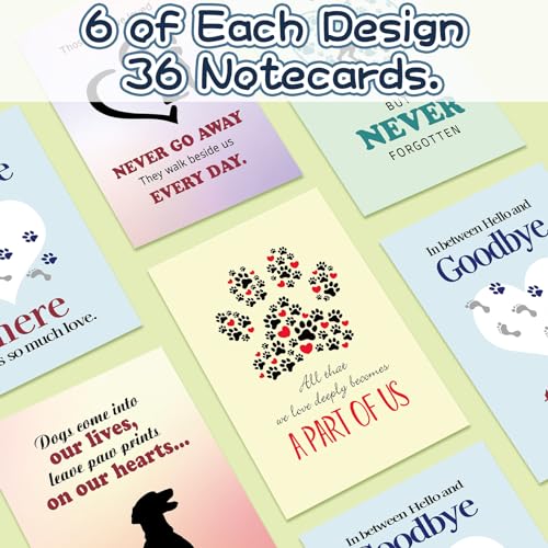 Geyoga 36 Set Pet Sympathy Card with Envelope Bulk, Colorful Style - color: Colorful Style