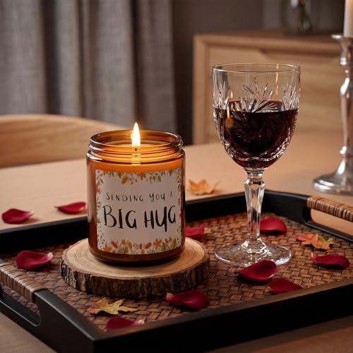 MULCHUM Lavender Scented Candle, Thinking of You Hug Gift for Friends | Relaxing Natural Soy Wax Jar Candle for Women Girlfriend Mom Sisters Stress Relief, 7oz 45 Hours Long Lasting Burn - color: Hug