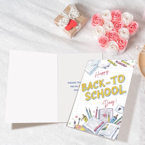 Happy Back to School Day Card for Boys Girls Kids, Cute First Day of School Card, Good Luck School Year Cards for Daughter Son Granddaughter Grandson - color: Back to School Day