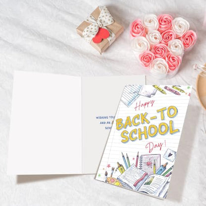 Happy Back to School Day Card for Boys Girls Kids, Cute First Day of School Card, Good Luck School Year Cards for Daughter Son Granddaughter Grandson - color: Back to School Day