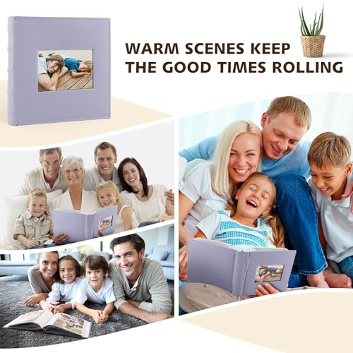 Photo Album Hold 200 4x6 Photos with Front Window for DIY (Purple) - color: Purple