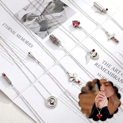Ecation 18 Pcs Small Cremation Urns and Ashes Necklace Set, Red - color: Red