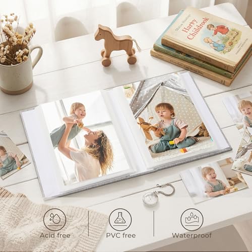 Vienrose 4x6 Small Photo Album, 2 Pack, 100 Photos, Grey | Linen Cover, Mini Photo Album, Baby Memory Book, Wedding Family Travel - color: Grey, size: 4x6 50 Pockets