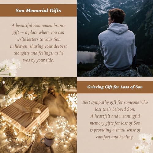 Son Grieving Gift, Sympathy Condolence Remembrance Memorial Gifts | Letters To My Son In Heaven Faux Leather Journal with Window Cover 200 Pages A5 Lined for Family Friend Who Loss of Son - style: Son