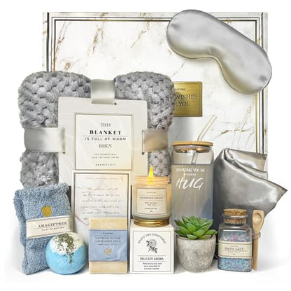 AHAGIFTREE Get Well Soon Gift Baskets For Women,Birthday,Mother's Gift, 12PC Sympathy Gifts, Care Package,Get Well Gifts for Women After Surgery,Grief,Condolences Gift Basket (grayish) - color: Gray