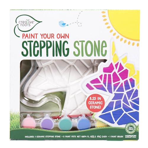 Creative Roots Mosaic Unicorn Stepping Stone, Includes 7-Inch Ceramic Stone & 6 Vibrant Paints, DIY Garden Stepping Stone Kit for Kids Ages 6+ - style: Unicorn