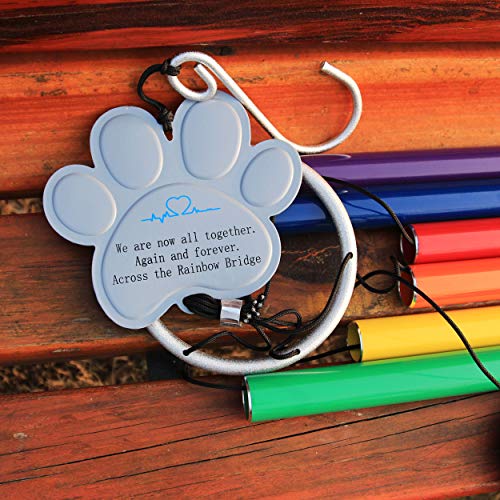 Pet Memorial Wind Chimes Rainbow Bridge,36 Inch Rainbow Bridge Pet Remembrance Wind Chimes for Loss of Dog Cat,Pet Memorial Windchime Gifts for Loss of Pets with Rainbow Bridge Card