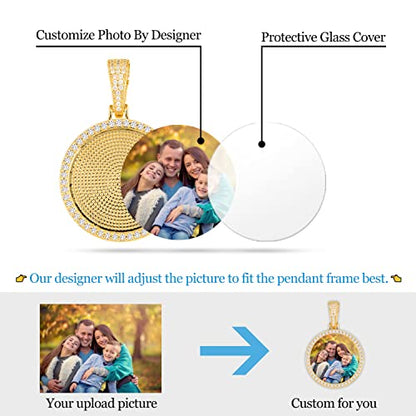 YIMERAIRE Customized Picture Necklace Personalized Circle Chain - color: 01 Circle Pendant(Gold)+Tennis Chain 0171