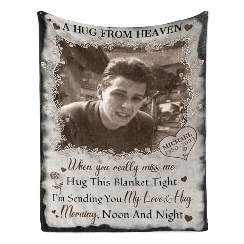 D-Story Custom Memorial Blanket with Photo for Loss of Loved One,Personalized Sympathy Blanket for Loss of Dad Mom Husband Wife Friend in Memory of Loved One Gifts, Made in USA - color: A-design4