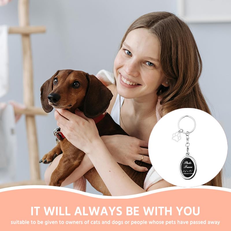 Pet Photo Frame Memorial Keychains for Loss of Pet Sympathy Gifts for Dog Loss Paw Print Key Chains for Pet Lovers Remembrance Gift for Women Men Picture Frame Keychain for Women Men