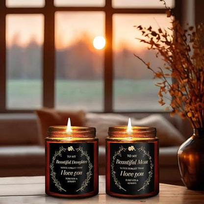My Beautiful Daughter Candle Gift from Mom Dad - Unique Valentines Day, Love You, Bridal Shower, Wedding, Mother's Day, Birthday Gift for Daughter Adult - Cashmere Vanilla Scented Soy Candle - color: Beautiful daughter