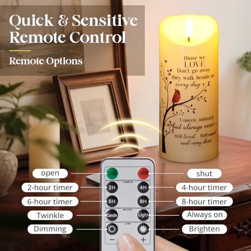 LED Flameless Memorial Candle with Remote, Sympathy Gift for Loss of Loved