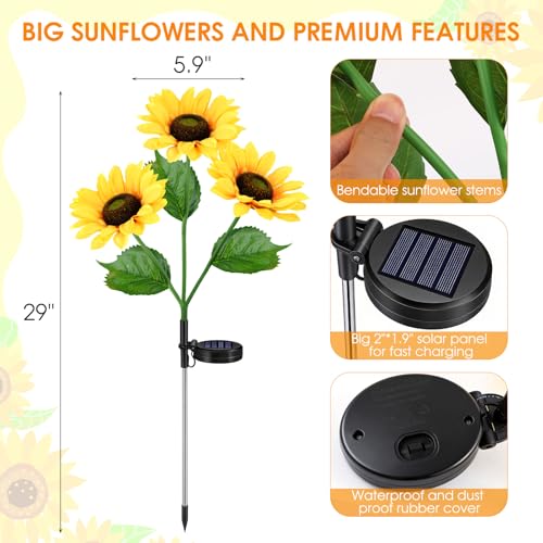 Solar Sunflowers Outdoor Waterproof Flowers Lights Yard Garden Fall Decor - style: Sunflowers