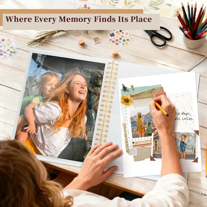8.5x11 in Scrapbook Photo Album with Window, 30 Sleeves Beige - color: Beige, size: 8.5"X11" 30Sheets