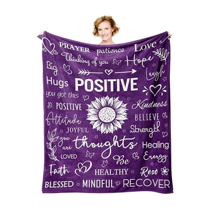 Xutapy Get Well Soon Gifts for Women, Hug Healing Blanket Purple 60’’X50’’ | Inspirational/Feel Better/Thinking of You Gifts for Women, Surgery Recovery/Cancer Care/Get Well Gifts for Women - color: Purple