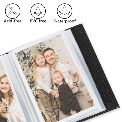 Vienrose Small Photo Album 4x6 Holds 100 Photos, 2 Pack Mini Leather Photo Album with Cover Window, Acid-Free Baby Picture Album for Wedding, Family, Travel & Gift Keepsake, Black - color: Black, size: 50 Pockets