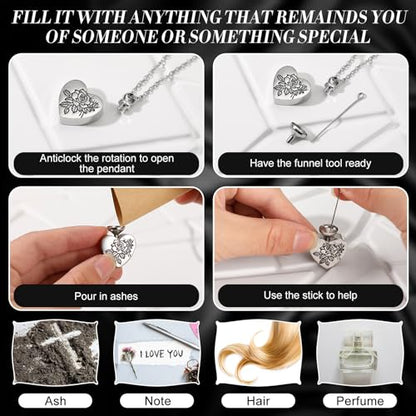 Ecation 15 Pcs Urn Necklace for Ashes Women Cremation Jewelry - color: White