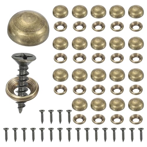 Brass Decorative Screws with Caps, Mirror Screw Self Tapping Screws Decorative Cover - Fitting for(Furniture Fixing- Wall Hangings - Wood Handcrafted) 13mm & 20 Pack & Bronze - color: Bronze, size: 13mm