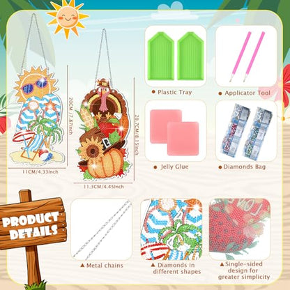 Cinnvoice Seasonal Diamond Art Hanging Kit,12 Pcs,Vertical | Holiday Diamond Art Wreath Ornament, Month Gem Hanging Sign, Festival Crystal Suncatcher, for Door Window Wall Home Decor - style: Vertical