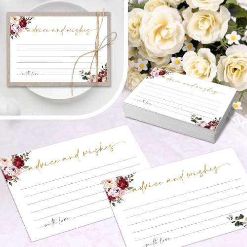 Advice and Wishes Cards – 50 Pcs Flowers Perfect for the Bride and Groom, Baby Shower, Bridal Shower, Wedding Shower, Graduation Party, Retirement Party, Anniversary -A08 - color: Flowers, size: Standard Cards