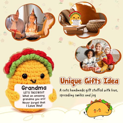 Grandma Gifts Grandparents Day Christmas Birthday Gifts for Grandmother | Gigi Gift for Great Best Grandma Ever Mothers Day Christmas Funny Granny Grandparents Mimi Nana Handmade Crochet Taco - style: Grandma
