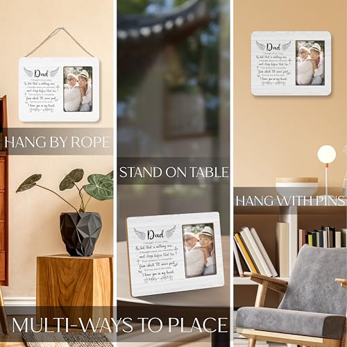 Memorial Gifts for Loss of Dad Picture Frame 4x6, Bereavement Sympathy Remembrance Gifts for Loss of Dad, In Memory of Father Picture Photo Frames for Tabletop Desk Decor