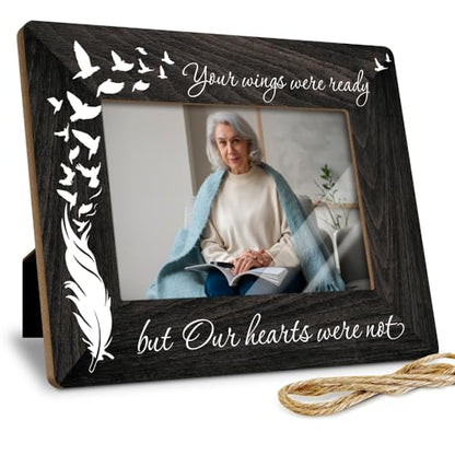 Your Wings Were Ready But My Heart Was Not Photo Frame, Memorial Pictures Frame, Sympathy Gifts For Loss Of Loved One (4x6 photo) - color: Black