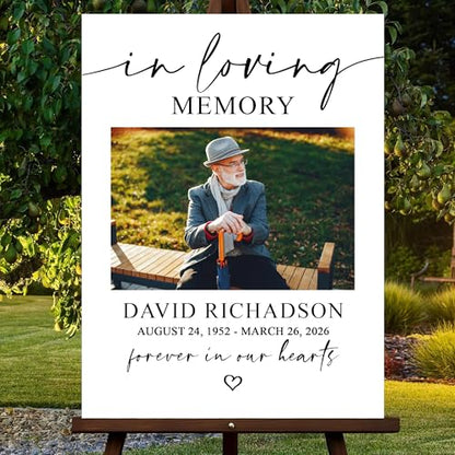 In Loving Memory Funeral Sign With Photo, Memorial Welcome Poster, Memorial Photo Yard Sign, Celebration of Life Welcome Signs, Personalized Funeral Welcome Sign - color: Background #08